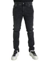 Dolce & Gabbana Gray Cotton Stretch Skinny Denim Logo Jeans -   -  Dolce & Gabbana.